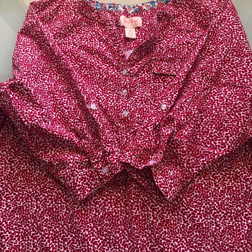 Coral Bay Red and White Patterned Top